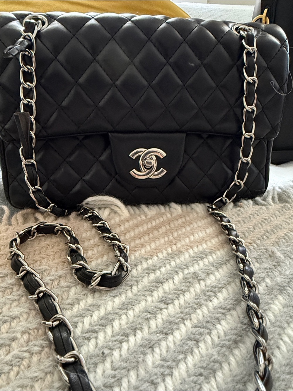 Inspired black double-flap bag